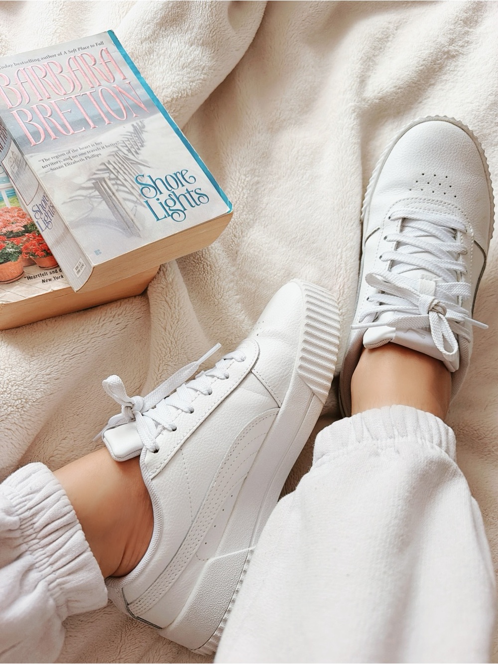 Puma White Platform Sneakers - Women's Casual Lace-Up